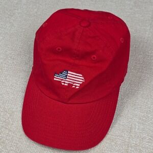 American Rhino Red Baseball Cap Adjustable Hat Save A Rhino USA Flag Logo Cotton